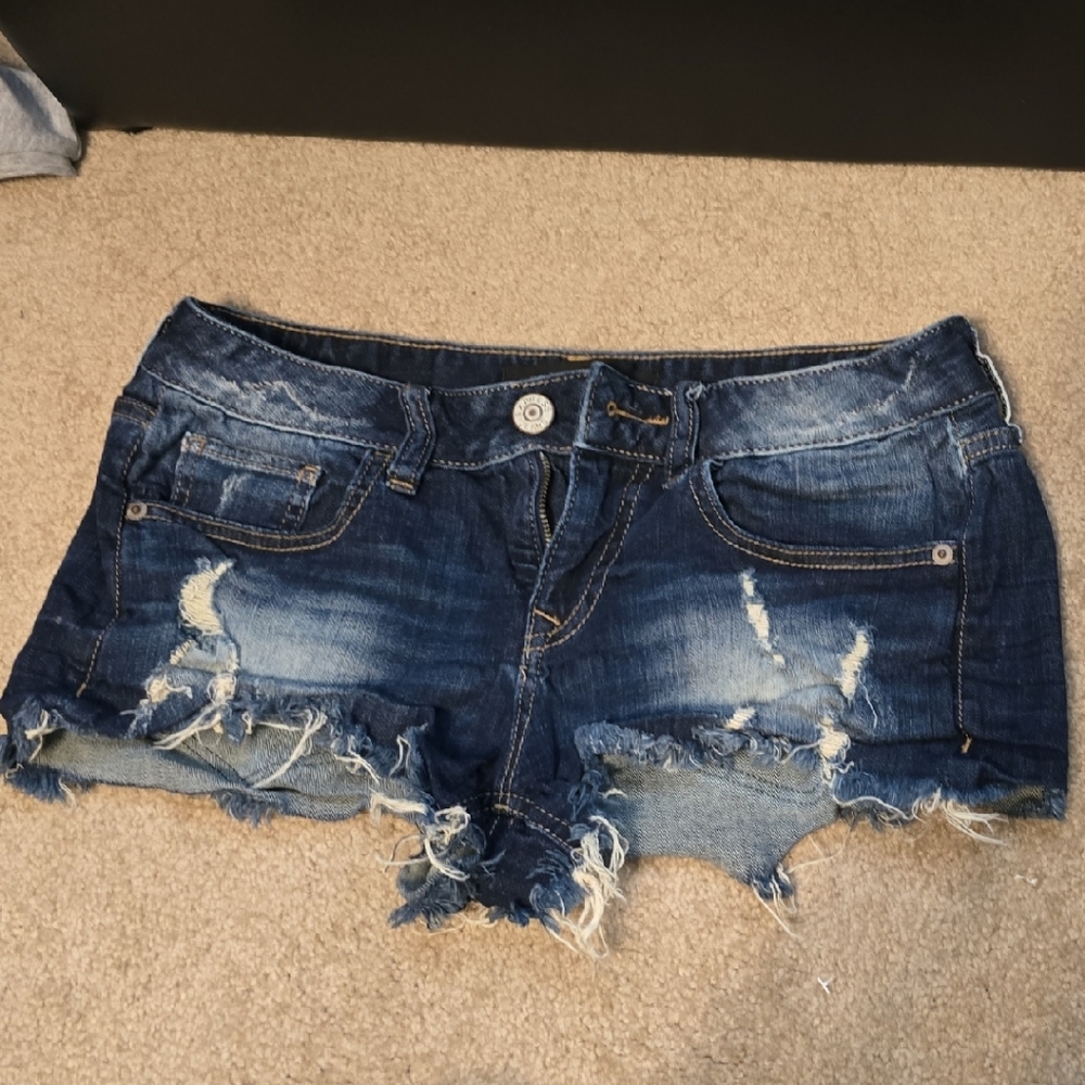 Express Blue Jean Shorts Distressed Cut-Off Style